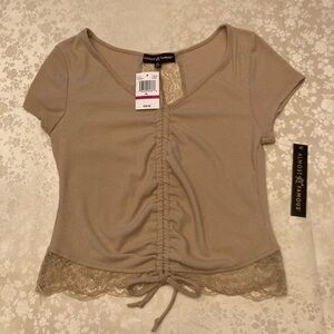 Almost Famous Beige Lace Crop Top